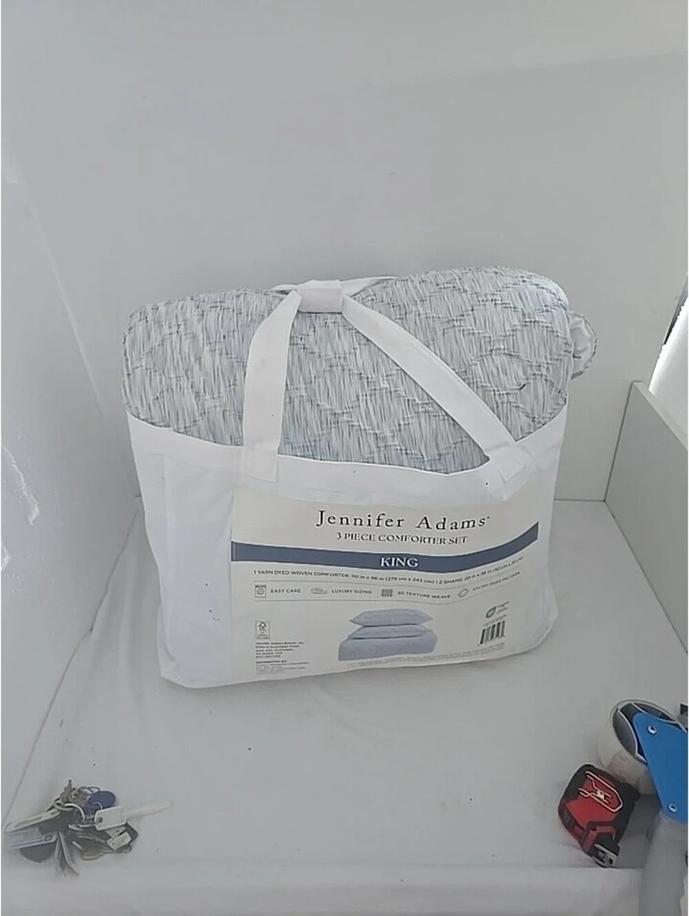 Jennifer Adams Comforter Set Beige Pillow Shams 3 PcDown Alternative King
